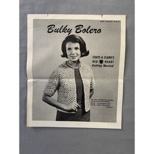 Vintage Coats &‎ Clark Bulky Bolero Crochet Leaflet Pattern Crafting Knitting